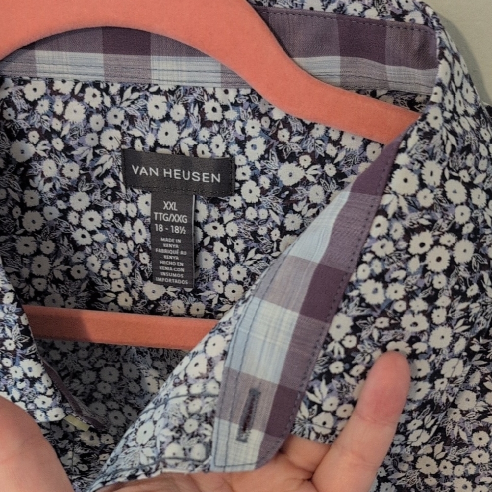 Van Heusen Purple and White Button Down Shirt